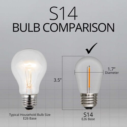 S14 Shatterproof Warm White Straight Filament LED Bulbs, 25-Pack