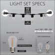 15' Warm White Straight Filament Shatterproof LED Patio String Light Set with 10 S14 Bulbs on Black Wire