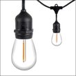 15' Warm White Straight Filament Shatterproof LED Patio String Light Set with 10 S14 Bulbs on Black Wire, with Drops