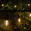 15' Warm White Straight Filament Shatterproof LED Patio String Light Set with 10 S14 Bulbs on Black Wire, with Drops