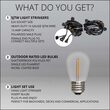 15' Warm White Straight Filament Shatterproof LED Patio String Light Set with 10 S14 Bulbs on Black Wire