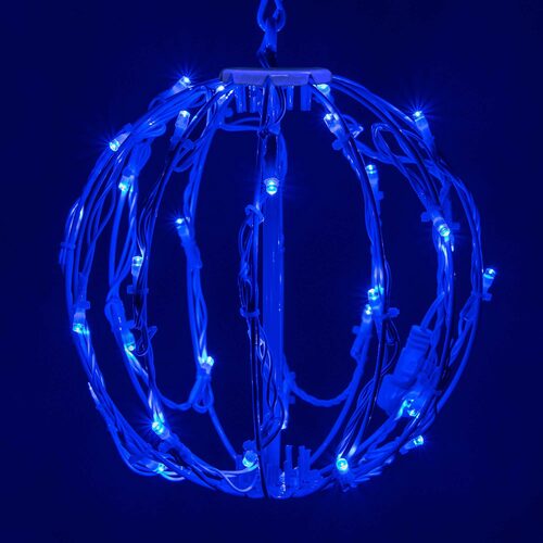 8" Blue LED Light Ball, Fold Flat White Frame