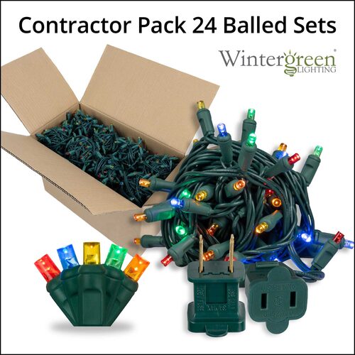 70 5mm Multi Color LED Christmas Lights, Green Wire, 4" Spacing, Contractor Pack