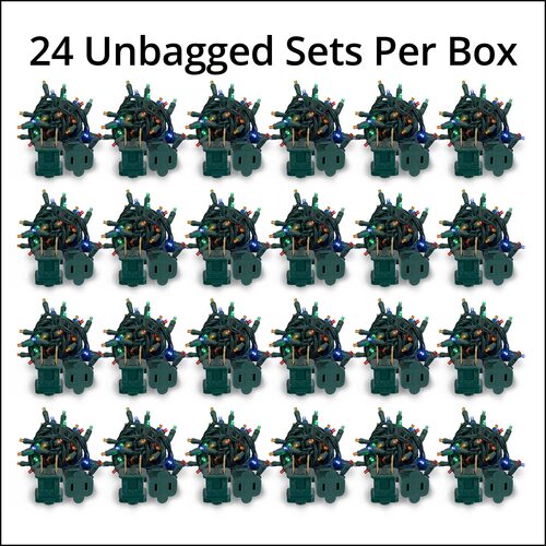 70 5mm Multi Color LED Christmas Lights, Green Wire, 4" Spacing, Contractor Pack