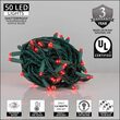 50 Kringle Traditions 5mm Red LED Christmas Lights, Green Wire, 6" Spacing, Balled Set