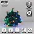 50 Kringle Traditions 5mm Multicolor LED Christmas Lights, Green Wire, 6" Spacing, Balled Set