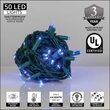 50 Kringle Traditions 5mm Blue LED Christmas Lights, Green Wire, 6" Spacing, Balled Set