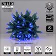 70 5mm Blue LED Christmas Lights, Green Wire, 4" Spacing