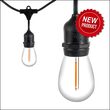 15' Warm White Straight Filament Shatterproof LED Patio String Light Set with 10 S14 Bulbs on Black Wire, with Drops