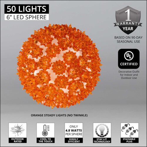 6" Amber T5 LED Starlight Sphere, 50 Lights