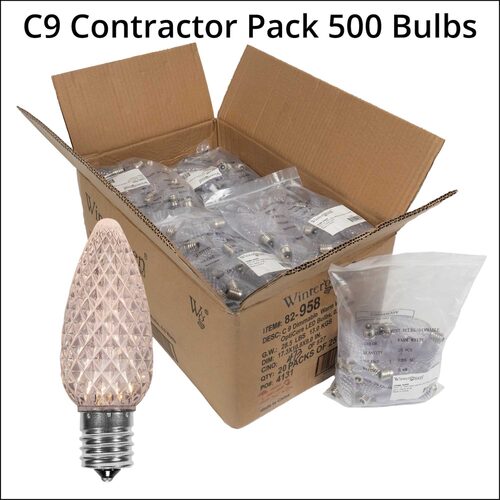 C9 OptiCore LED Light Bulbs, Warm White, E17 Base, Contractor Pack