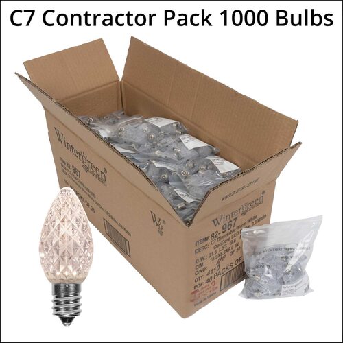 C7 Warm White OptiCore LED Bulbs, Contractor Pack 