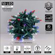 50 5mm Red, White and Blue LED Christmas Lights, Green Wire, 6" Spacing