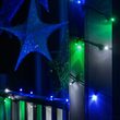 50 5mm Blue, Green, Cool White LED Christmas Lights, Green Wire, 6" Spacing