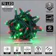 70 5mm Red, Green LED Christmas Lights, Green Wire, 4" Spacing