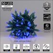 50 5mm Blue LED Christmas Lights, Green Wire, 6" Spacing