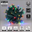 50 5mm Multi Color LED Christmas Lights, Green Wire, 6" Spacing