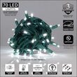 70 5mm Cool White LED Christmas Lights, Green Wire, 4" Spacing