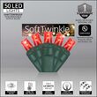 50 5mm Red SoftTwinkle TM LED Christmas Lights, Green Wire, 4" Spacing