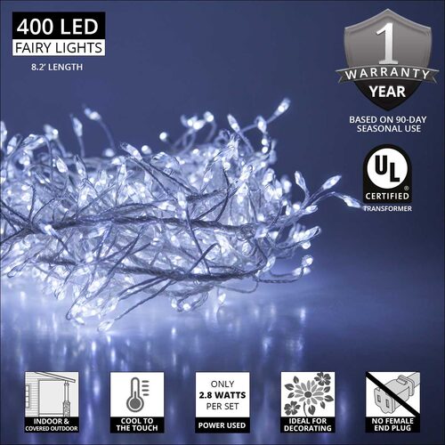 Cool White LED Fairy Lights, Silver Wire