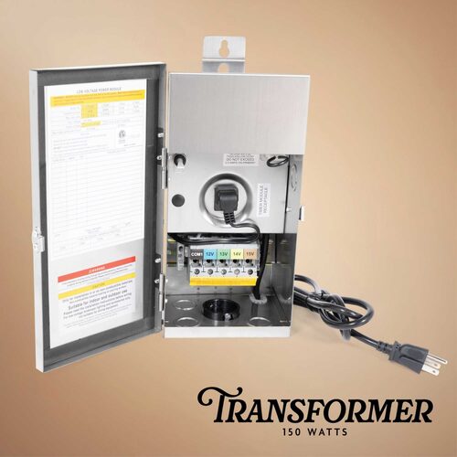 4-Output 150W Stainless Steel Low Voltage Landscape Lighting Transformer