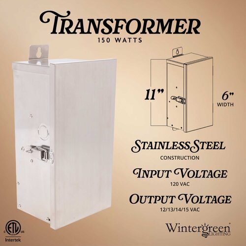 4-Output 150W Stainless Steel Low Voltage Landscape Lighting Transformer