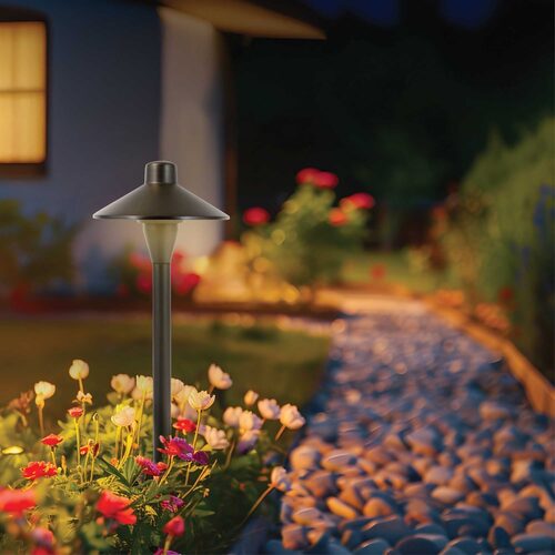 24" Magnolia Classic Path Light, 7" Hat, Antique Bronze