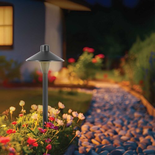 24" Magnolia Classic Path Light, 7" Hat, Black