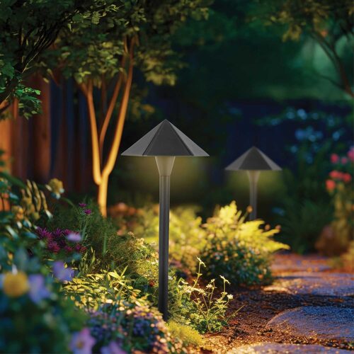 24" Georgia Parasol Path Light, 8" Hat, Black