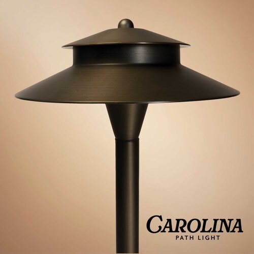24" Carolina Two-Tier Path Light, 8" Hat, Antique Bronze