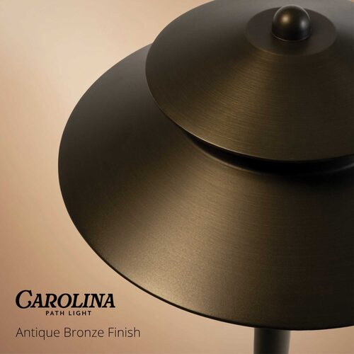 24" Carolina Two-Tier Path Light, 8" Hat, Antique Bronze