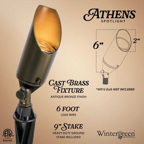 Athens Low Voltage Landscape Lighting Outdoor Spotlight, Antique Bronze