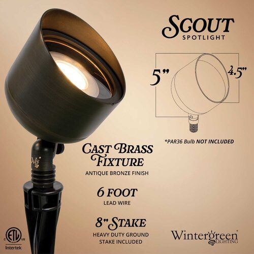 Scout Low Voltage Landscape Lighting Outdoor Spotlight, Antique Bronze