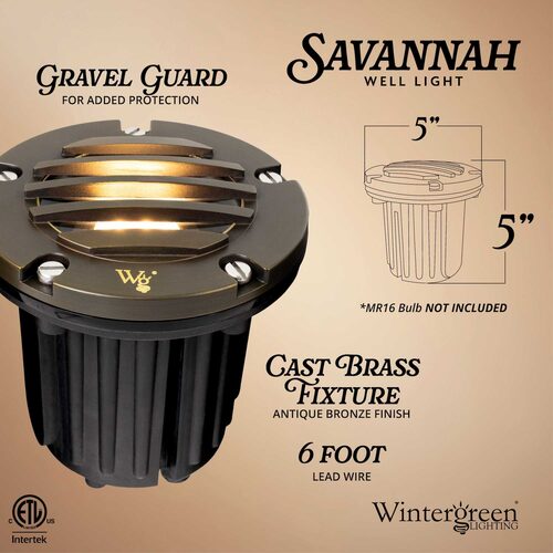4.75" Savannah Landscape Well Light with Gravel Guard, Antique Bronze