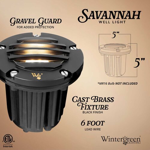 4.75" Savannah Landscape Well Light with Gravel Guard, Black