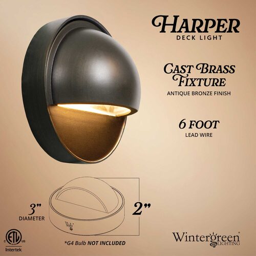 Harper Low Voltage Landscape Lighting Deck Light, Antique Bronze