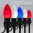 C7 Red / White / Blue Smooth OptiCore Patriotic Pathway Lights, 75 Lights, 5 Inch PathPRO Stakes, 75'