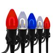 C7 Red / White / Blue FlexFilament Shatterproof Patriotic Pathway Lights, 15 Lights, 5 Inch PathPRO Stakes, 15'