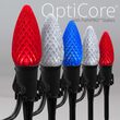 C9 Red / White / Blue OptiCore Patriotic Pathway Lights, 75 Lights, 5 Inch PathPRO Stakes, 75'