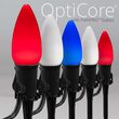 C9 Red / White / Blue Smooth OptiCore Patriotic Pathway Lights, 75 Lights, 5 Inch PathPRO Stakes, 75'