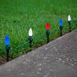 C9 Red / White / Blue Smooth OptiCore Patriotic Pathway Lights, 75 Lights, 5 Inch PathPRO Stakes, 75'