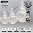 25' Cool White OptiCore LED Patio String Light Set with 25 G50 Bulbs on White Wire, E17 Base