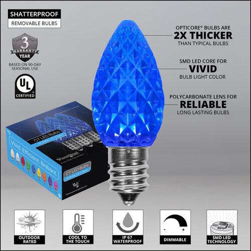 C7 Blue OptiCore LED Bulbs