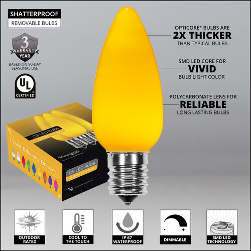 C9 Opaque Gold OptiCore LED Bulbs