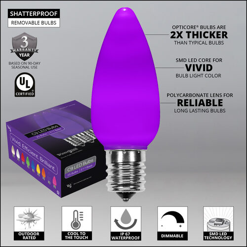 C9 Opaque Purple OptiCore LED Bulbs