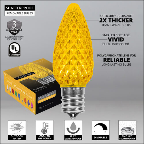 C9 Gold OptiCore Commercial LED Christmas Lights, 25 Lights, 25'