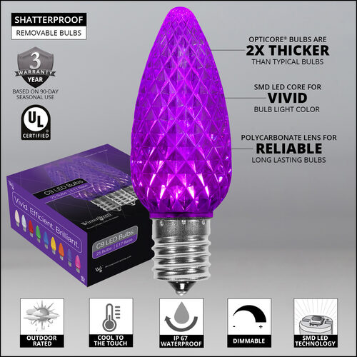 C9 Purple OptiCore LED Bulbs