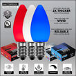 75' OptiCore LED Patio String Light Set with 75 C7 Red, White and Blue Lights, E12 Base, 12 Inch Spacing