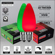 C9 Green / Red Smooth OptiCore Commercial LED Christmas Lights, 50 Lights, 50'