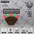 20" x 45" Red, Green StretchNet Pro 5mm LED Christmas Trunk Wrap Lights, 50 Lights on Brown Wire